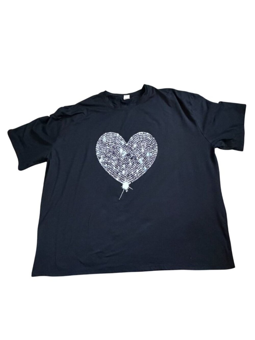 Unbranded Casual Short Sleeve T-Shirt W/ Vinyl heart-Black-3X-GUC
